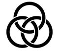 Interlace, interconnected, intersecting circles, rings abstract symbolic shape, icon