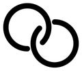Interlace, interconnected, intersecting circles, rings abstract symbolic shape, icon