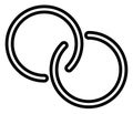 Interlace, interconnected, intersecting circles, rings abstract symbolic shape, icon