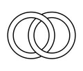 Interlace, interconnected, intersecting circles, rings abstract symbolic shape, icon