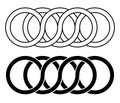 Interlace, interconnected, intersecting circles, rings abstract symbolic shape, icon