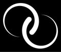 Interlace, interconnected, intersecting circles, rings abstract symbolic shape, icon