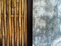 Interlaced bamboo craft texture with concrete