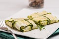 Interlaced courgettes or zucchini slices Royalty Free Stock Photo