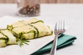 Interlaced courgettes or zucchini slices Royalty Free Stock Photo