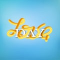 Interlaced lettering `Love day`. Banner for Valentine`s day, 14 February