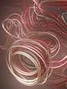 Interlacing abstract pink colored curves. Computer generated geometric pattern. 3D rendering Royalty Free Stock Photo