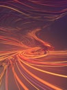 Interlacing abstract red and orange curves. 3D rendering