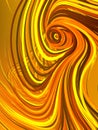 Interlacing abstract yellow colored curves. Computer generated geometric pattern. 3D rendering Royalty Free Stock Photo