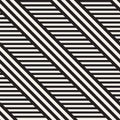 Interlacing Parallel Stripes. Vector Seamless Monochrome Pattern.