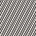 Interlacing Parallel Stripes. Vector Seamless Monochrome Pattern.