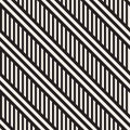 Interlacing Parallel Stripes. Vector Seamless Monochrome Pattern.