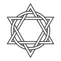 Two triangles interlaced with a circle, an emblem for eternity and Trinity