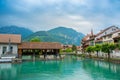 Interlaken town with Thunersee river