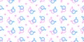 Interlinked Male and Female Symbols Seamless Vector Pattern. Pastel Pink and Blue. Gender Unity.