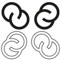 Interlinked ring icons. Circular chain symbol. Loop connection Vector. Minimal knot motif. Royalty Free Stock Photo