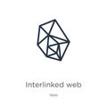 Interlinked web icon. Thin linear interlinked web outline icon isolated on white background from web collection. Line vector sign