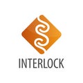 Interlock. Orange square initial letter S logo concept design template Royalty Free Stock Photo