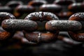 Interlocked rusty chains visually express strength and unity in teamwork