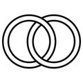 Interlocking circles icon sign, outline rings. Circles, rings wedding concept icon symbol