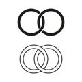 Interlocking circles icon. Unity concept. Minimalist design. Vector illustration. EPS 10. S