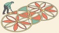 Interlocking circles pattern design, geometric and abstract art. vector design Generative AI Royalty Free Stock Photo