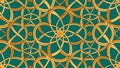 Interlocking circles pattern in gold and teal illustration Royalty Free Stock Photo