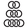 Interlocking circles, rings contour. Circles, rings concept icon