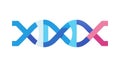 Interlocking DNA sequence X icon vector, vector design Generative AI Royalty Free Stock Photo