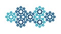 Interlocking Gears: Blue and White Mechanical Icon Set, vector design Generative AI Royalty Free Stock Photo