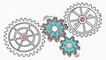 Interlocking Gears, Business Mechanism and Teamwork, vector design Generative AI Royalty Free Stock Photo