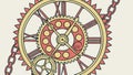 Interlocking Gears and Chain Industrial Mechanism, vector design Generative AI Royalty Free Stock Photo