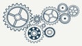 Interlocking Gears and Cogs Mechanism Illustration, vector design Generative AI Royalty Free Stock Photo