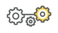 Interlocking Gears Icon, Mechanical Process, Settings, or Teamwork Symbol, vector design Generative AI Royalty Free Stock Photo