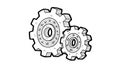 Interlocking Gears Illustration in Halftone Style Royalty Free Stock Photo
