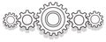 Interlocking gears illustration with shadow effect symbolizing collaboration progress and mechanical processes Royalty Free Stock Photo