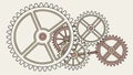 Interlocking gears, mechanical engineering, industrial clockwork, vector design Generative AI Royalty Free Stock Photo