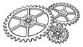 Interlocking Gears Outline for Mechanics & Industry, vector design Generative AI Royalty Free Stock Photo