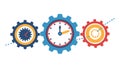 Interlocking Gears and Stylized Clocks for Complex Timing, vector design Generative AI Royalty Free Stock Photo