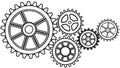 Interlocking gears, symbolizing teamwork, mechanics, and industrial processes, vector design Generative AI Royalty Free Stock Photo