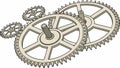 Interlocking gears: teamwork and mechanical engineering, vector design Generative AI Royalty Free Stock Photo