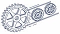 Interlocking gears for teamwork, mechanics, and industrial design, vector design Generative AI Royalty Free Stock Photo