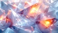 Interlocking geometric ice shards with internal fiery orange light and soft bokeh abstract Royalty Free Stock Photo