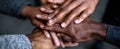 The Interlocking Hands Symbolizing Unity and Togetherness in Community..AI generated image Royalty Free Stock Photo