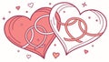 Interlocking Heart Rings Vector Illustration, Love Commitment Symbol, vector design Generative AI Royalty Free Stock Photo