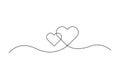 Interlocking hearts line art. Continuous line drawing. Love symbol. Minimalist design. Vector illustration. EPS 10.