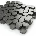 Interlocking hexagonal blocks in a 3D formation create an uneven surface. Each block Royalty Free Stock Photo