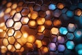 Interlocking hexagonal structures form a complex web-like pattern against a background of soft Royalty Free Stock Photo
