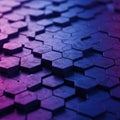 Interlocking hexagonal tiles create a 3D pattern in a gradient of purple and blue tones Royalty Free Stock Photo