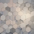 Interlocking hexagons form a three-dimensional, geometric pattern. The hexagons Royalty Free Stock Photo